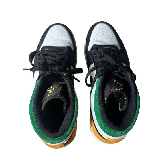 Nike Men’s Air Jordan 1 Mid SE Shoes Oakland Lucky Green Yellow 852542101 - Picture 5 of 7